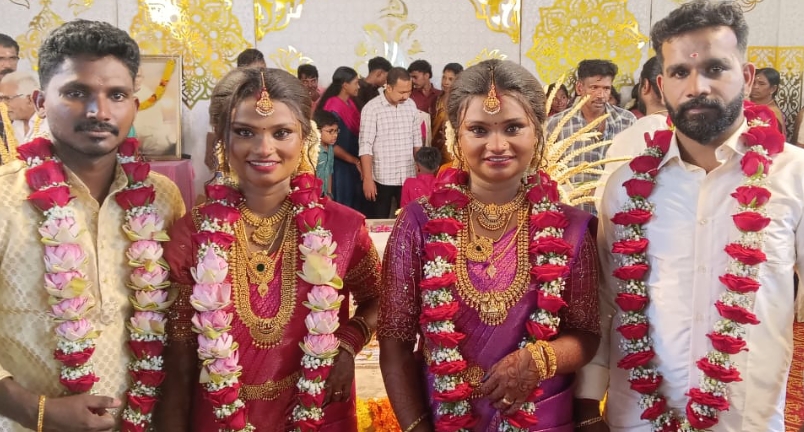 ഒന്നിച്ച് പിറന്നവർക്ക് അരമണിക്കൂർ വ്യത്യാസത്തിൽ താലികെട്ട്…